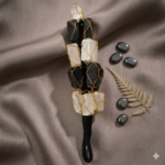 Raw Selenite & Black Tourmaline Hanging Charm